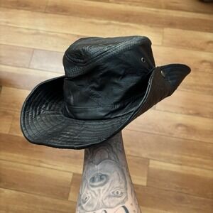 Leather Cowboy Western Hat Soft Black Men and Women